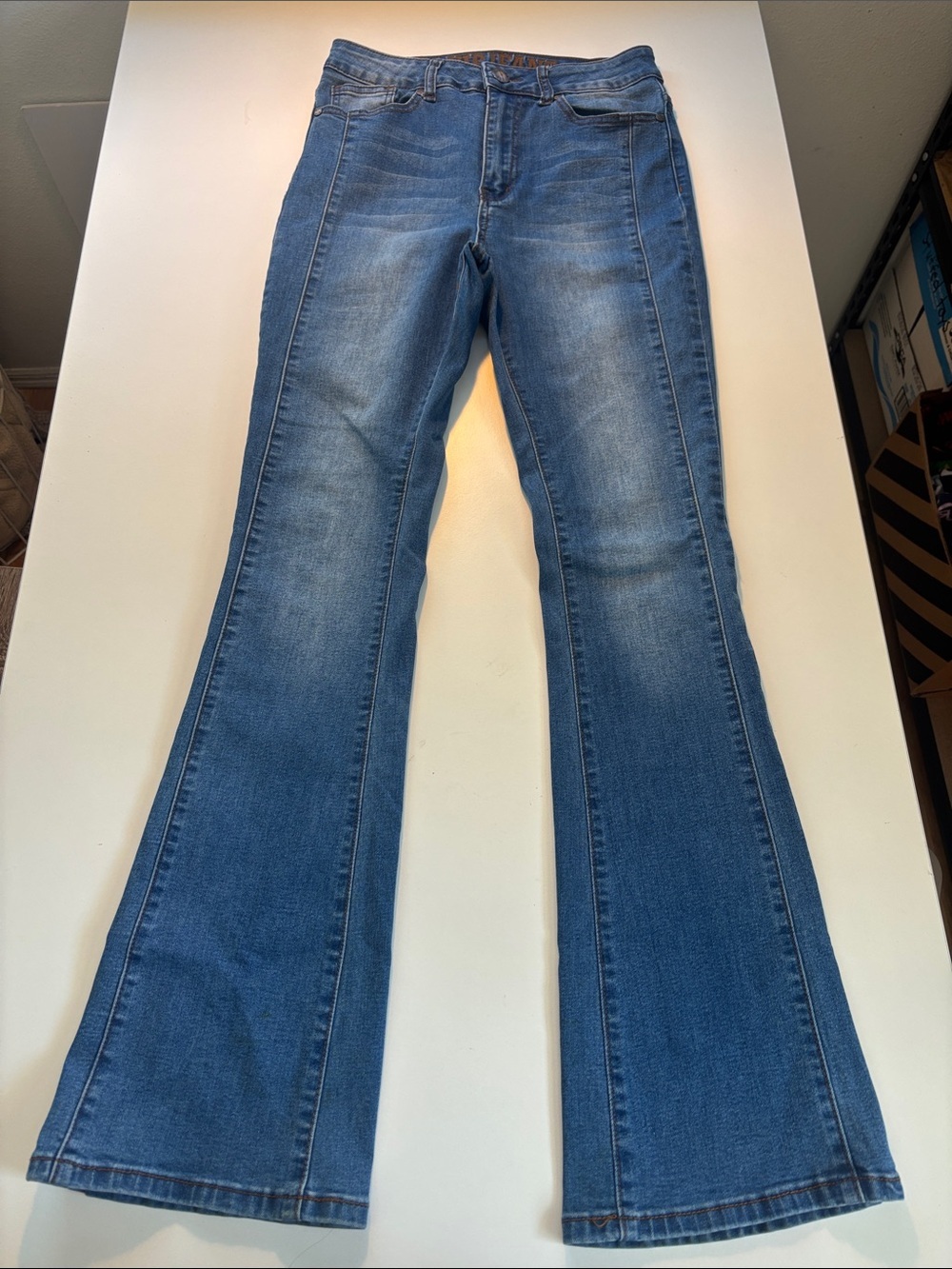 VIP Mid Blue Flare Jeans - Wide Leg Denim -553sku
